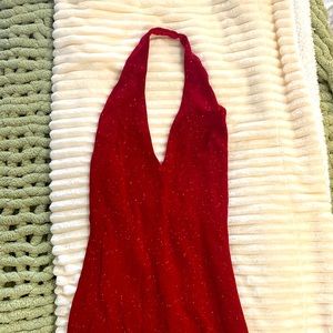 Sparkly red halter dress